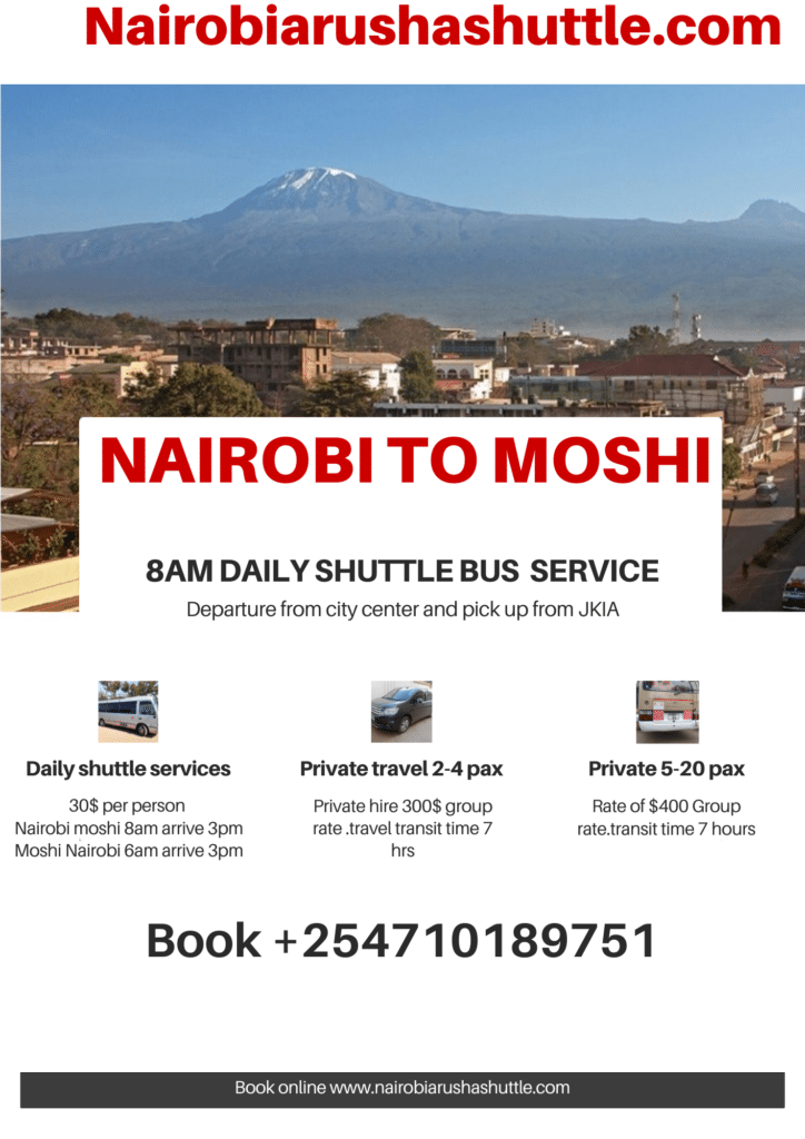 Nairobi Arusha moshi shuttle bus